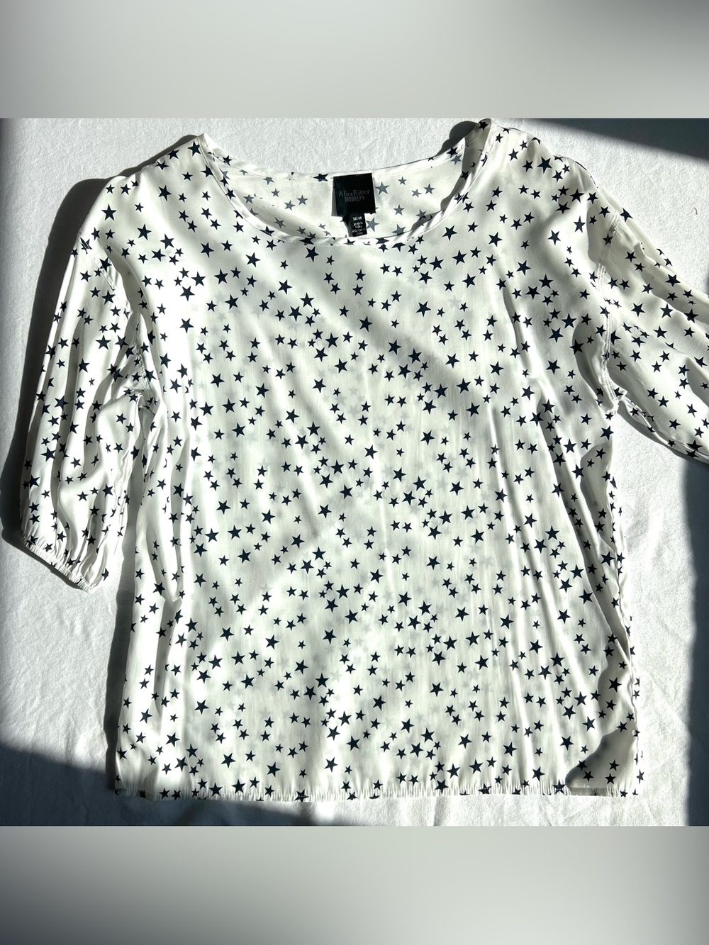 Alice Ritter White Blouse with Black Star Print